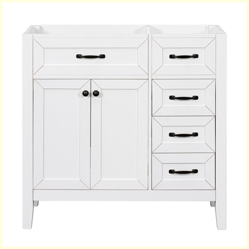 Meuble-lavabo moderne avec armoire et tiroirs, Blanc / Blanc