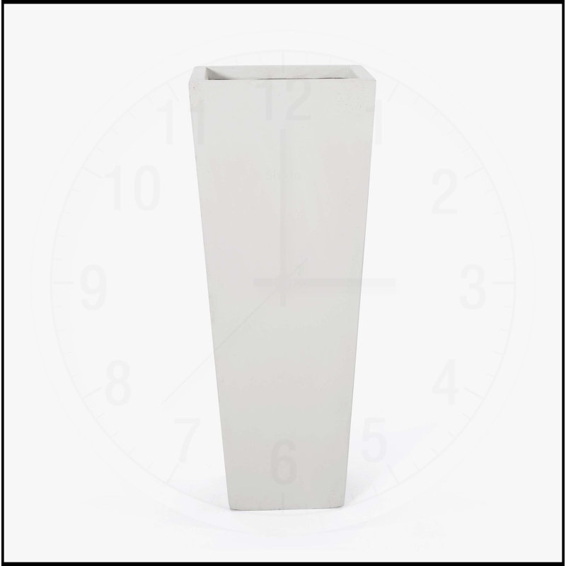 Jardinière d'extérieur moderne en pierre MGO, Blanc mat, H 32,5 po x l 13 po x P 13 po