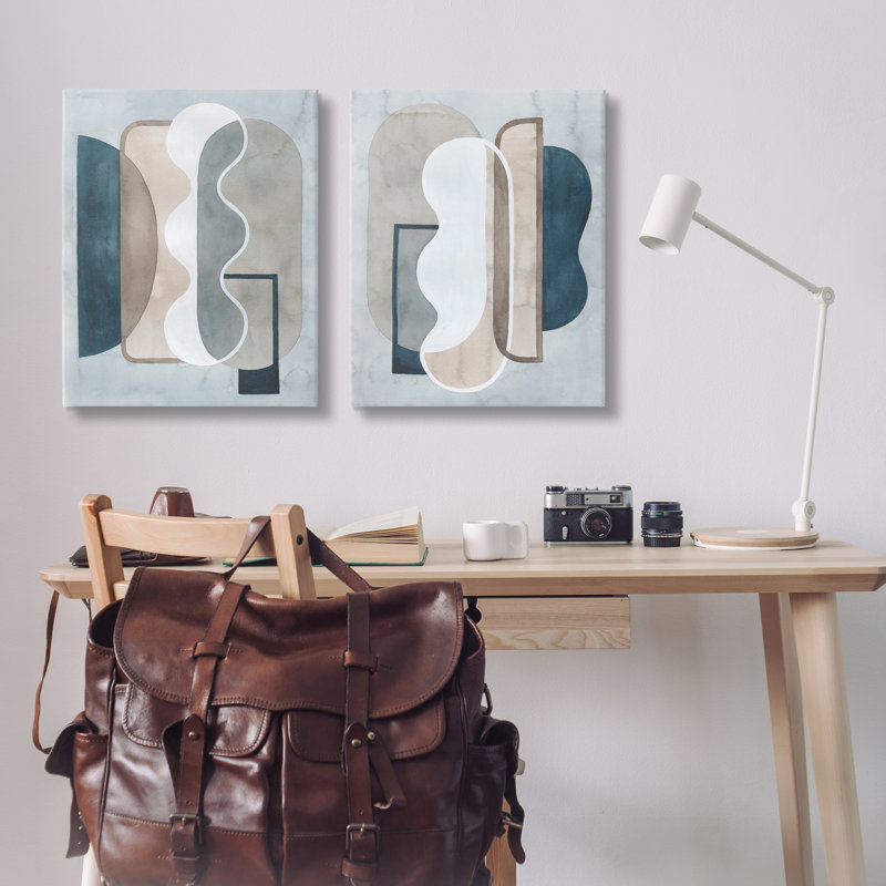  «Wavy Retro Contemporary», ensemble de 2 toiles murales par Grace Popp, H 30 po x l 24 po