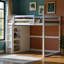 Lit mezzanine en bois pleine grandeur avec garde-robe intégrée, tablettes de rangement à 4 niveaux et éclairage DEL | Structure solide, garde-corps et conception compacte-2098894438
