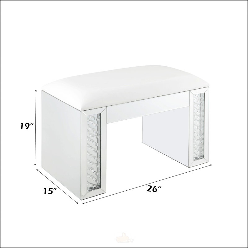 Tabouret de coiffeuse en simili-cuir ivoire Nysa
