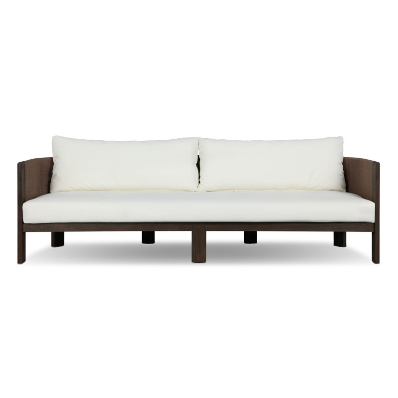 Delancy Outdoor 4 - Seat Patio Sofa, Stained Saddle Brown, Arashi Salt