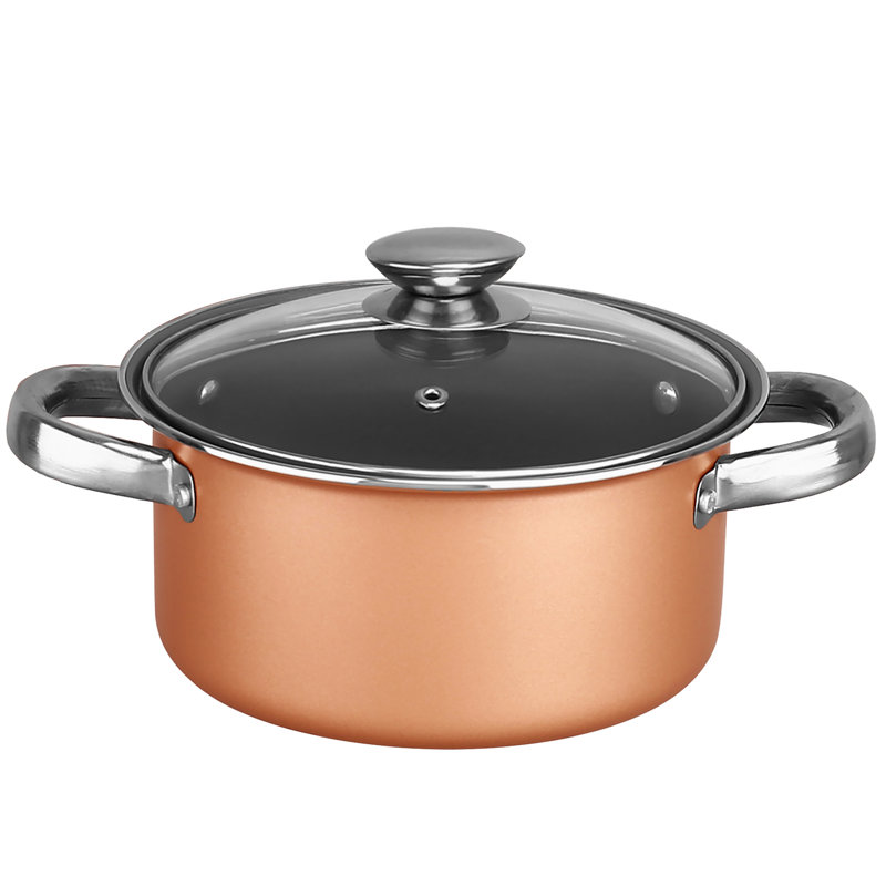 9-Piece Non-Stick Copper Aluminum Cookware Set with Glass Lids