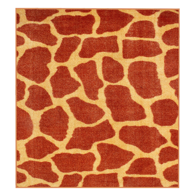 Tapis carré à imprimé animal orange, Carré 9 pi