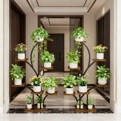 Indoor Plant Stand With Grow Lights - 2 Pack 7-Tier Metal Plant Shelf With Adjustable Full Spectrum Lighting, Timer Function, And Corner-Saving Tree D by 17 Stories