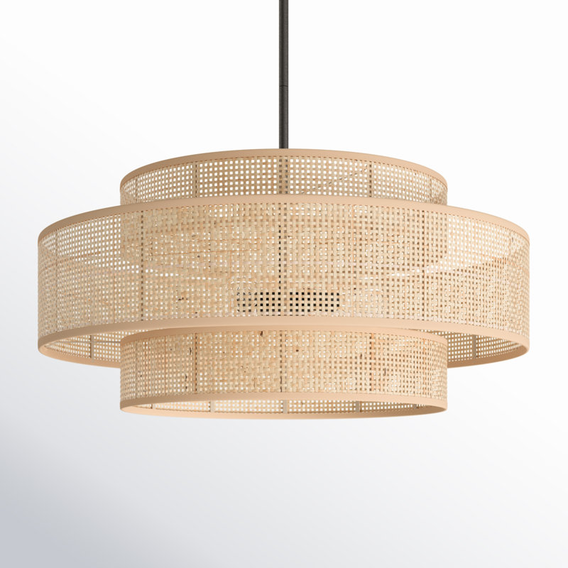Dominique 3-Light Chandelier, Black/Natural