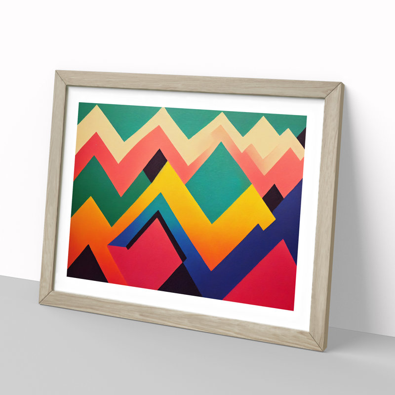 XH1022-8660X Super Modern Abstract Art 1 Piece Single Picture Frame Wall Art, 34cm H x 46cm W x 2cm D, Oak