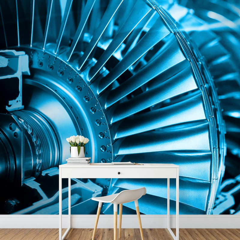 Duotone bleu gros plan sur les détails de la Turbine Avion Photographie de véhicule, L 100 po x l 144 po
