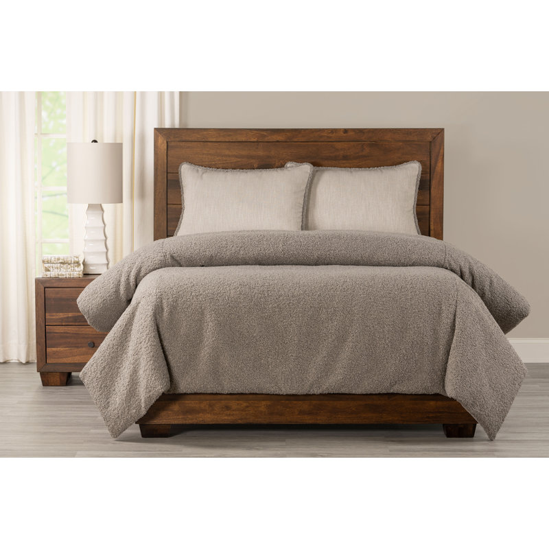 Housse de couette et taies décoratives Tiffany Bouclé, Double, Gris fumée