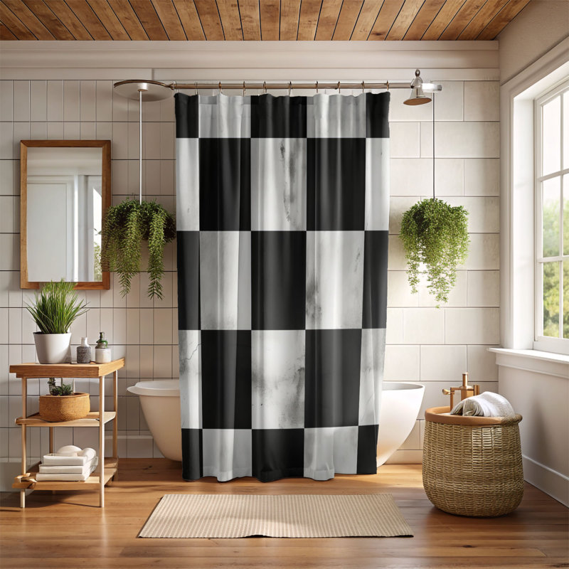 Plaid Echoes - Premium Shower Curtain, 74"H x 71"W