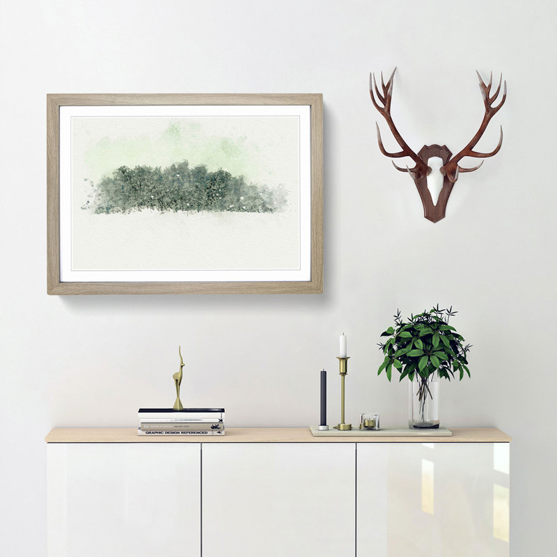 Forest at Wintertime in Abstract - Picture Frame Graphic Art Print, 27cm H x 36cm W x 2cm D, Oak Framed