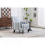 Chaise d'appoint rembourrée, fauteuil vintage avec tissu en lin rayé bleu et blanc et garniture cloutée pour le salon-6346729