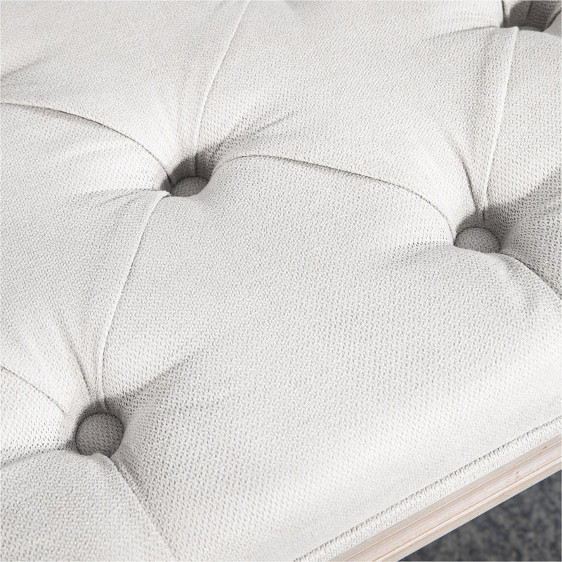 Banc de lit 32 po, banc de chambre rembourré, blanc crème