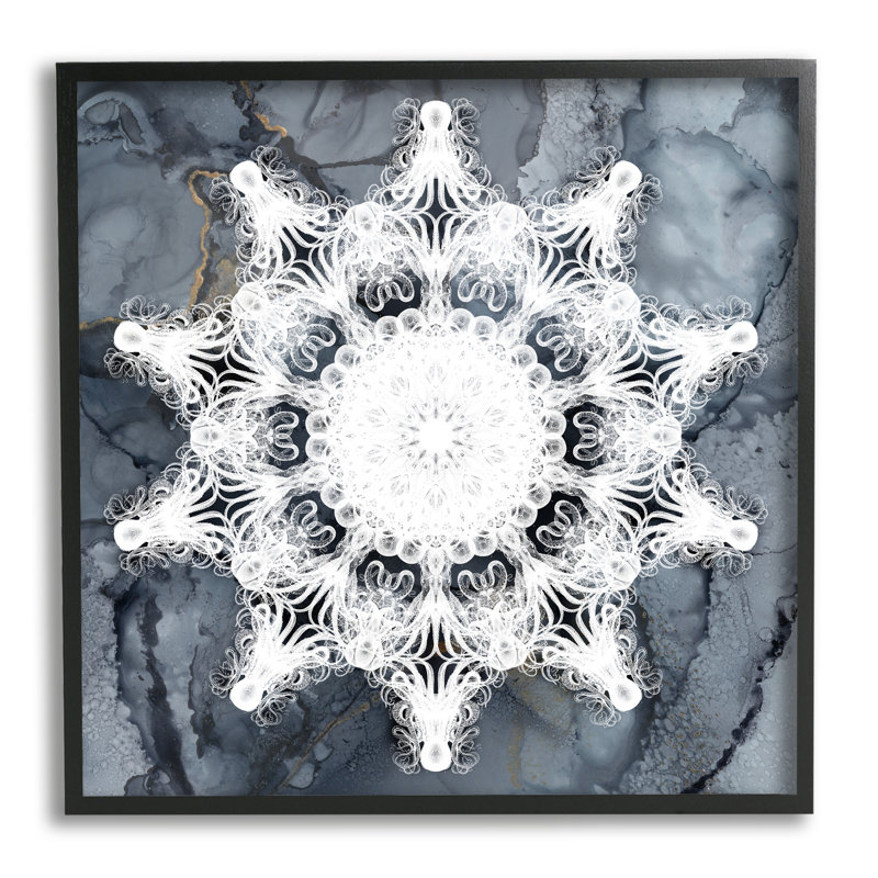 " Boho Medallion Pattern ", Midnight Black Framed Giclee, 17" H x 17" W x 1.5" D