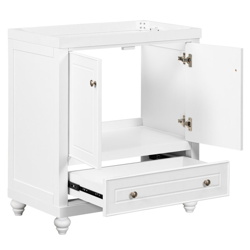 White 30" Freestanding Bathroom Vanity with Drawer and Doors