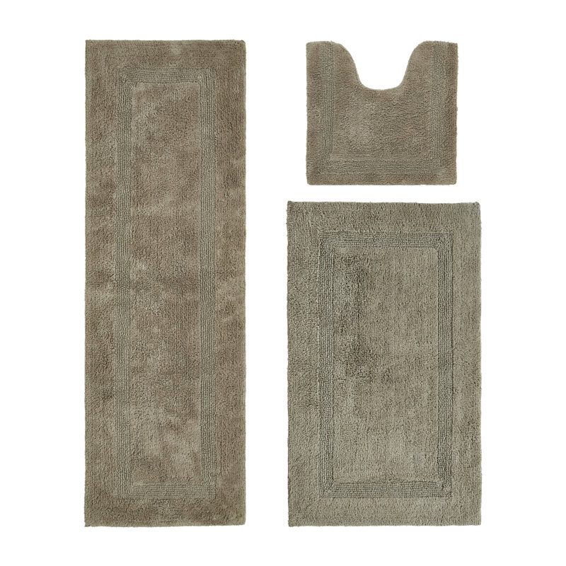 Annerose Premium 100% Cotton 2370 GSM 3-Piece Bath Rug Set, Ultra Soft, Super Absorbent, Reversible Tufted Weave Bathroom Mats, Machine Washable, OEKO-TEX® Certified Bath Rugs for Bathroom, Shower & Tub, Beige