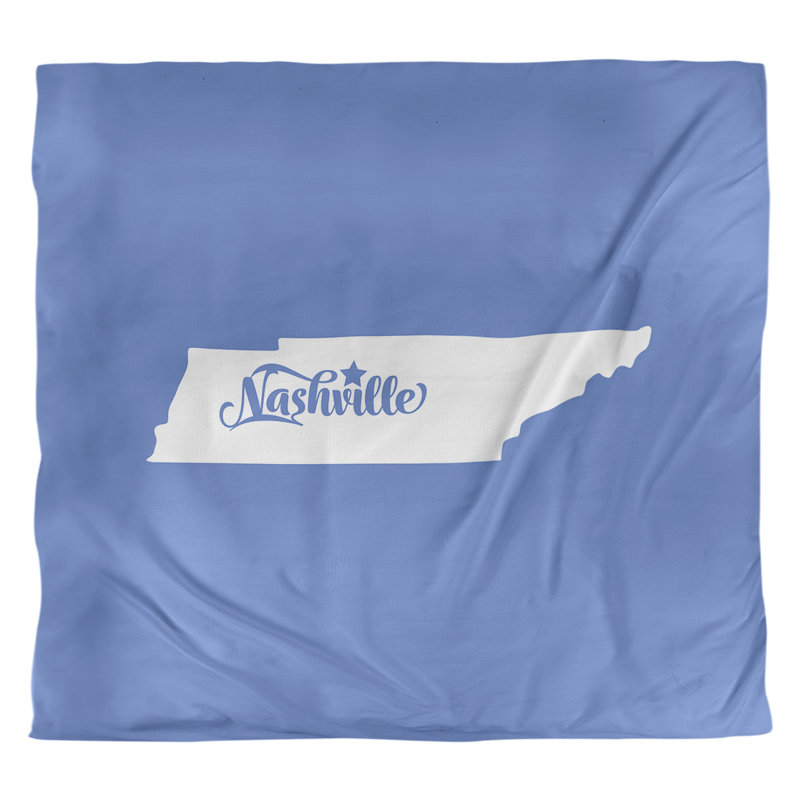 Housse de couette réversible simple Nashville Tennessee, Microfibre, Housse de couette pour très grand lit, Bleu