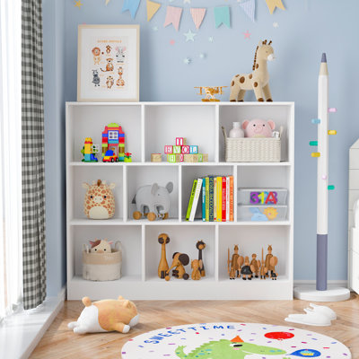 Breunna 47.2'' W Cube Bookcase with Open Storage Compartments, Kids Bookshelf for Toys and Books