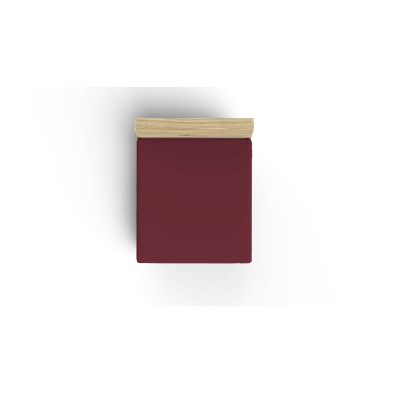 Premium Ranforce Single Fitted Sheet, Maroon, 35.4 x 74.8 + 11.8 inches | 100% Cotton, 155 Thread Count, Lightweight 4.1 oz/sq yd | Machine Washable, Soft & Breathable for Comfortable Sleep