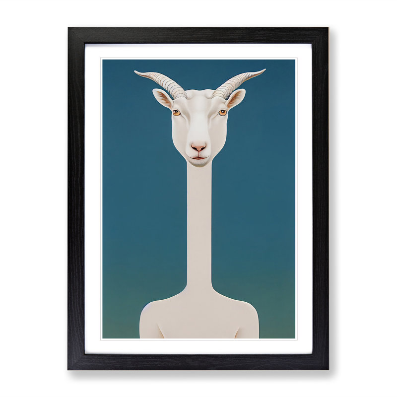 Mazzeo Goat - Picture Frame Print, 46cm H x 34cm W x 2cm D, Walnut