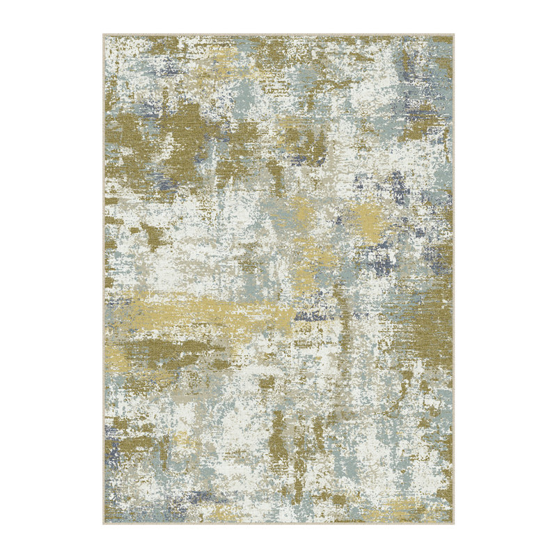 Kely Modern Abstract Machine Washable Area Rug with Non-Slip Backing, Rectangle 6' x 9'