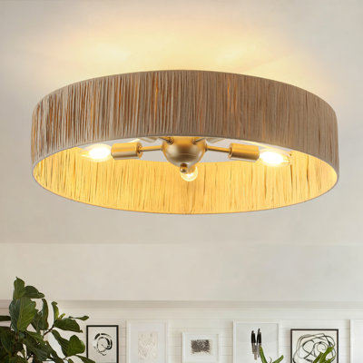 5-Light Natural Farmhouse Semi Flush Mount 