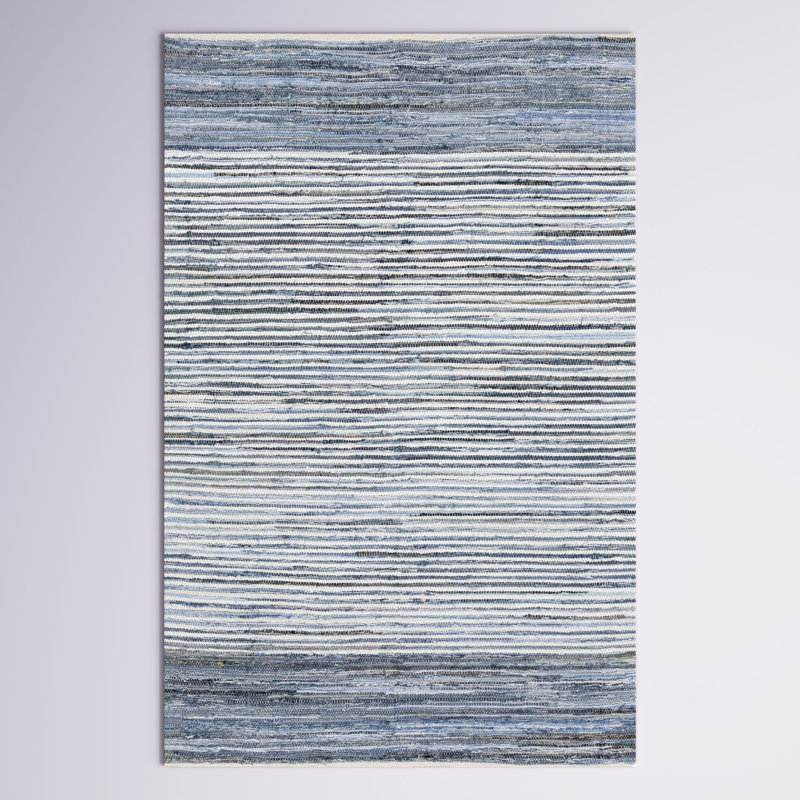 Handmade Braided Cotton Bright Blue/Navy Rug, Rectangle 2' x 3'