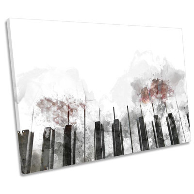 Piano Grunge Music - Wrapped Canvas Print