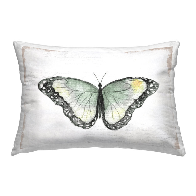 Coussin décoratif simple à imprimé papillon par Janet Tava