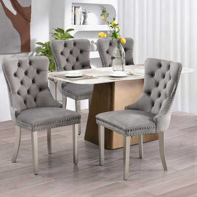 Chaises de salle à manger, chaise de salle à manger rembourrée haut de gamme avec anneau clouté