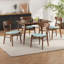 Ensemble de salle à manger 5 pièces de style Mid-Century moderne, structure en bois d'hévéa, une table et 4 chaises rembourrées-927730032-927730035