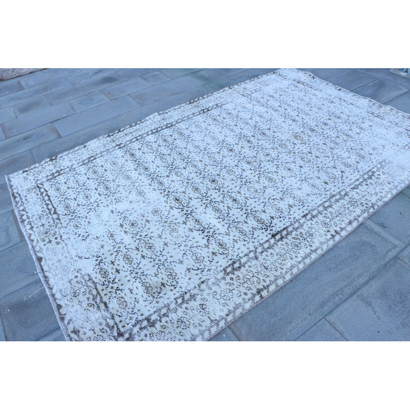 Vintage Turkish Hand-Knotted Oriental Rug for Living Room - Antique Beige Salon Rug
