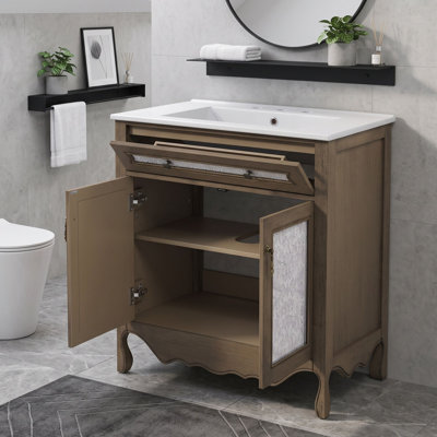 Meuble-lavabo de salle de bain avec lavabo et tiroir en céramique