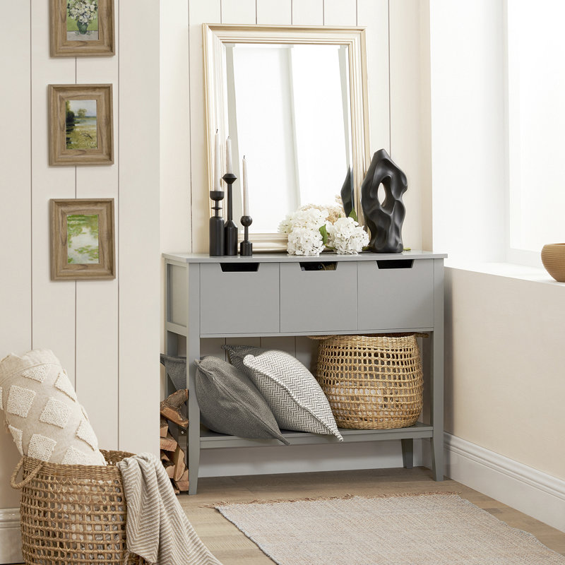 Hartell 93cm Console Table, Grey/Brown/Blue