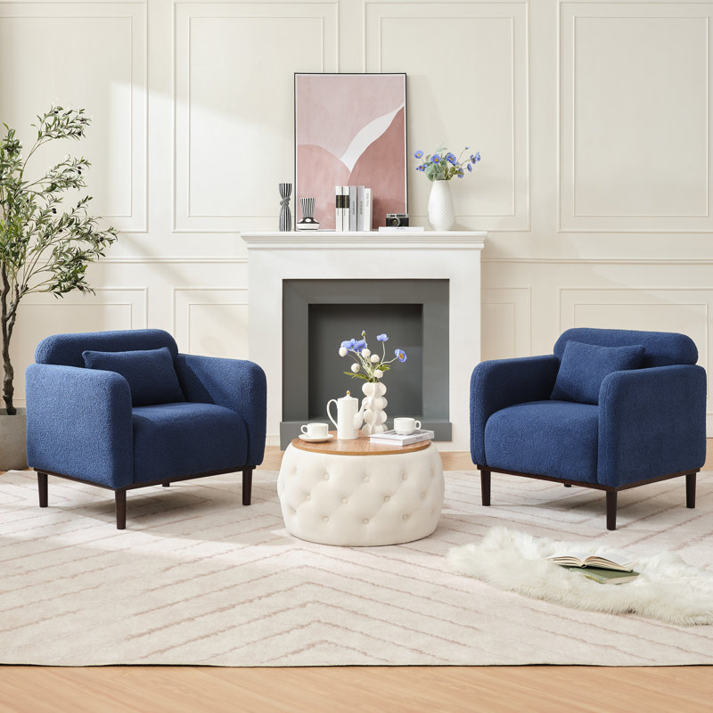 Fauteuil large 32,5 po Gizzelle, Mélange de polyester bleu
