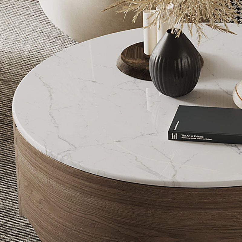Table basse italienne ronde en pierre micro-cristalline