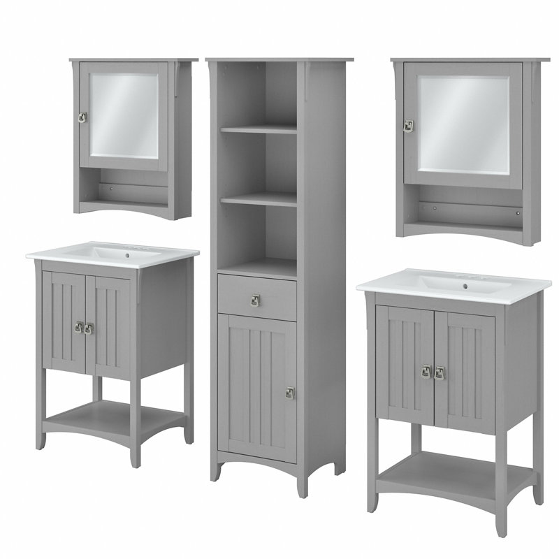 Ensemble de meuble-lavabo double avec miroir , Gris