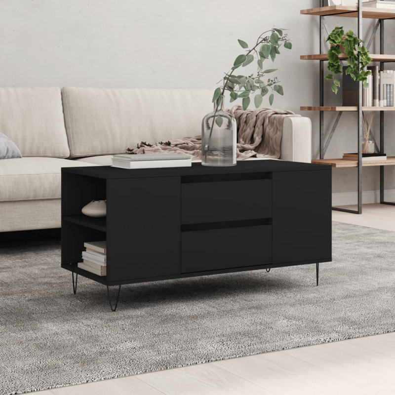Iriemi Four Leg Coffee Table with Storage, Black