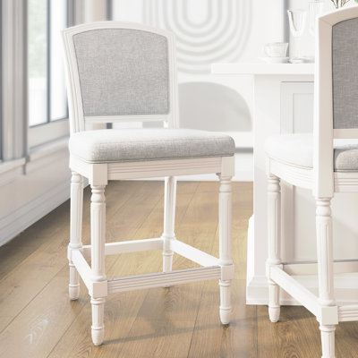 Tabouret de bar 26 po avec siège et dossier rembourrés gris de 26 po, texturé, pour jeu de cartes Tabouret de bar de 26 po, pieds tournés