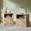 Table de chevet moderne du milieu du siècle de 23 pouces avec tiroirs, table de chevet en bois cannelé avec rangement (ensemble de 2)-845704401-845704406