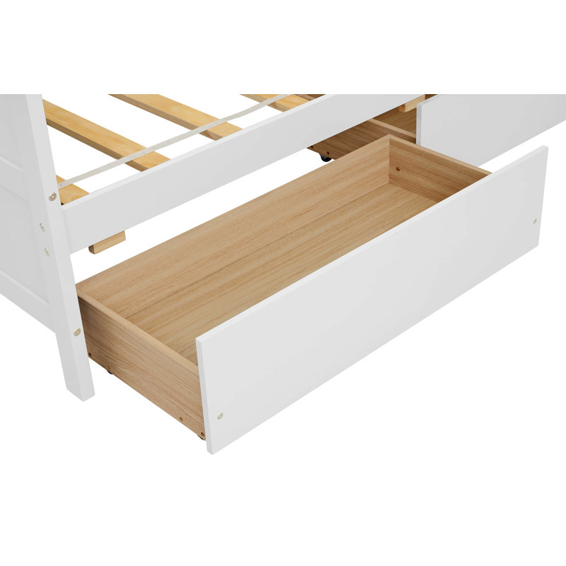 Reese Daybed With Two Drawers,Twin size Sofa Bed,Storage Drawers,Guest Bed, White, Drawer Included