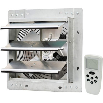 iLIVING ILG8SF10VC 10" Shutter Exhaust Fan with Wireless Smart Remote Controlled Thermostat and Humidity, Variable Speed Wall Mounted Attic Vent Fan, Chicken Coop Ventilation, 820 CFM, 1200 SQF Coverage Area