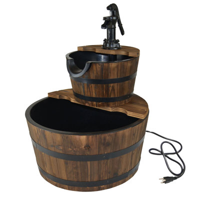 Biloxi Outdoor Wood Metal Weather Resistant Floor Fountain