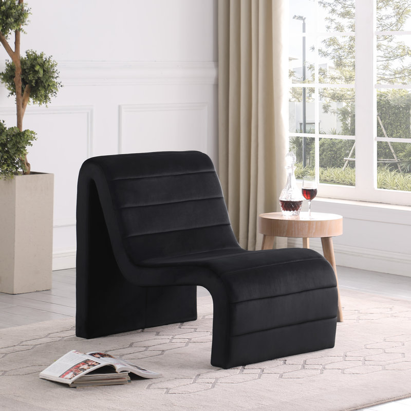 Ivy 26.5'' Wide Tufted Velvet Side Chair, Black Velvet