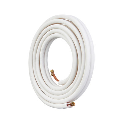 Ensemble de 25 lignes mini-fentes 25 pi avec tubes en cuivre de 1/4 po et 3/8 po, tuyau de CVC isolé à trois couches pour l'installation d'une pompe à chaleur AC