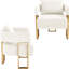 Ensemble de 2 chaises d'appoint modernes en velours blanc avec pattes dorées, idéales pour de multiples espaces. Finitions et designs raffinés. Montage facile. Siège confortable.