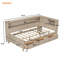 Lit de jour simple en bois avec tablettes de rangement et 3 tiroirs, lait blanc antique