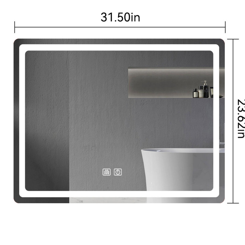 30,94 po Miroir de salle de bain H - -, cuivre, reflet transparent 24,16 po W avec protection, réflexion, installation facile