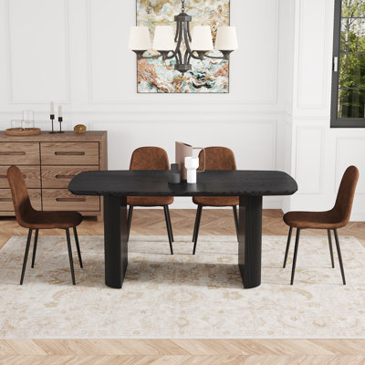 Ensemble luxueux de table et de chaises en grain de bois noir pour les espaces de salle à manger modernes