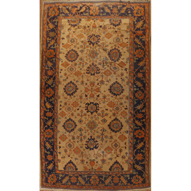One-of-a-Kind 9'6'' X 13'10'' Before 1900 Wool Area Rug in Gold